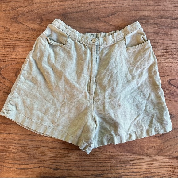 Eileen Fisher Pants - Eileen Fisher 100% Linen Shorts Pale Green Casual Women's Sz Medium Made in USA